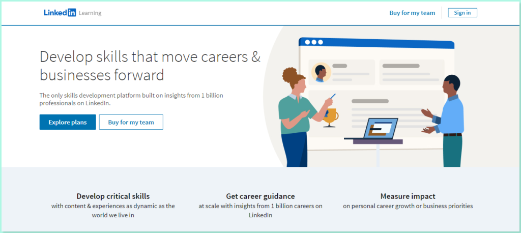 LinkedIn learning homepage