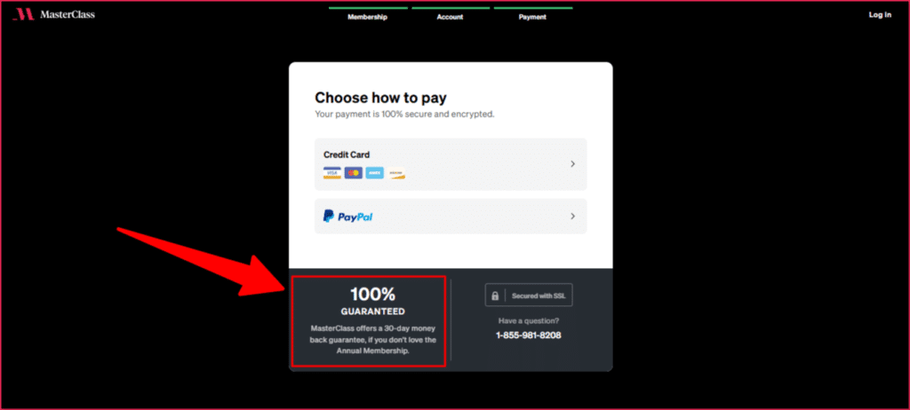 30-day money-back guarantee on masterclass
